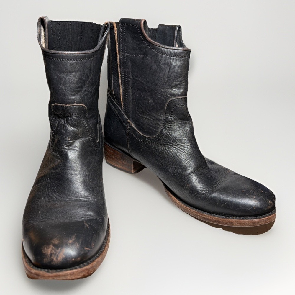 Freebird Merlo Black Mid Calf Leather Biker Western Boots Women's Size 10 EUC